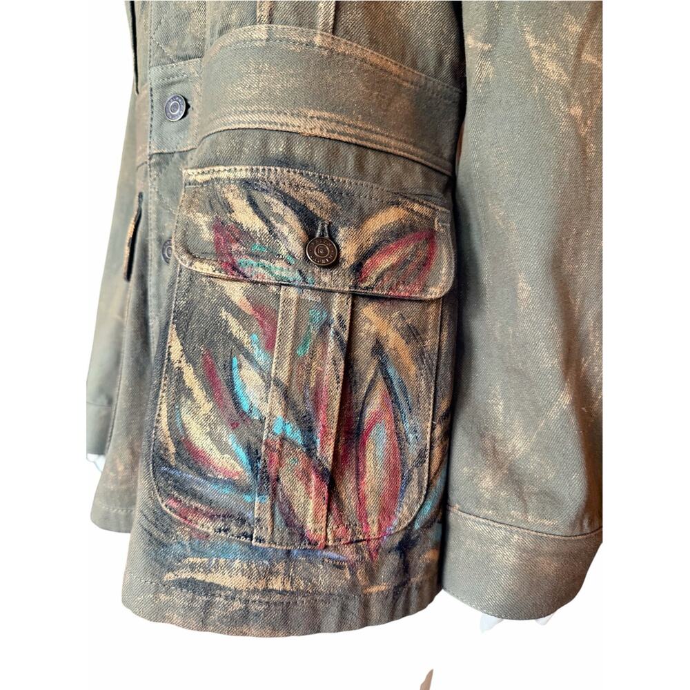 Ralph Lauren Collection Purple Label Bacall Hand Painted Utility Jacket Size 8 - Picture 13 of 16